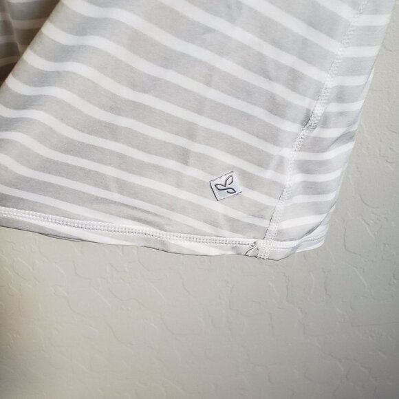 PrAna Striped Filament Tank Top Yoga Criss Cross Back Grey/White Sz Womens Small - Picture 8 of 12